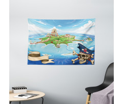 Pirate Island Skull Wide Tapestry