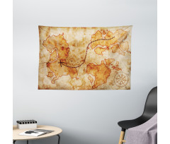 Grunge Map Wide Tapestry