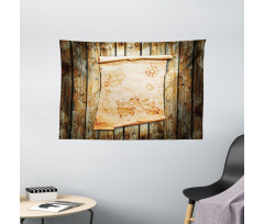 Map on Grunge Timber Wide Tapestry