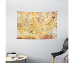 Antique Grunge Rusty Map Wide Tapestry