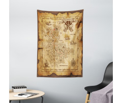 Old Paper Treasure Map Tapestry