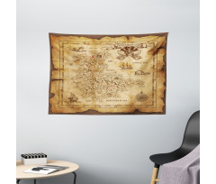 Old Paper Treasure Map Wide Tapestry