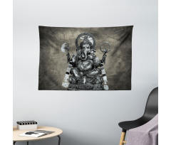 Elephant Ethnic Figure Wide Tapestry