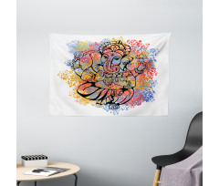 Eastern Elephant Artistic Wide Tapestry