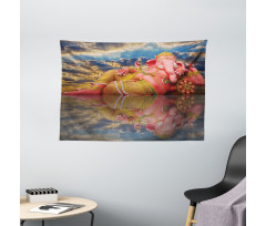 Elephant Wise Figure Wide Tapestry