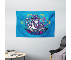 Elephant Mandala Pattern Wide Tapestry