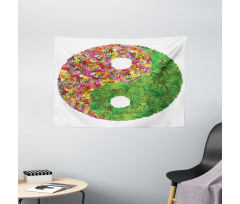 Flowers Leaves Wide Tapestry