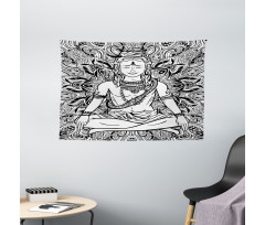 Third Eye Mandala Sketch Wide Tapestry