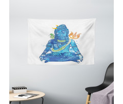 Watercolors Moon Peace Wide Tapestry