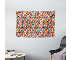 Retro Style Bubbles Wide Tapestry