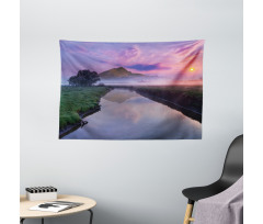 Misty Sunrise Sunnny Sky Wide Tapestry