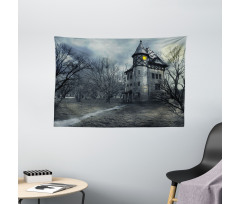 Gothic Haunted House Wide Tapestry