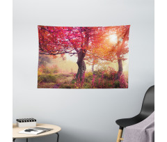 Flowers in Park Fall Wide Tapestry