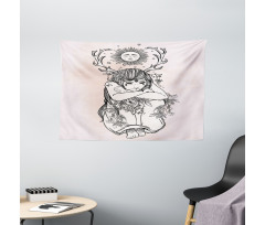 Occult Girl Under Sun Wide Tapestry