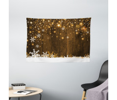Wood and Snowflakes Wide Tapestry