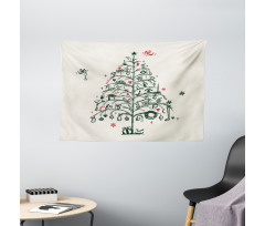 Tree and Fairies Wide Tapestry