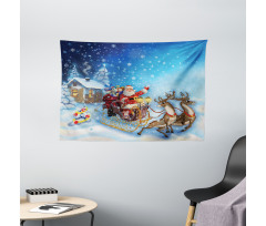 Santa in Sleigh Toys Wide Tapestry