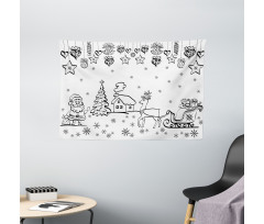 Tree Reindeer Santa Wide Tapestry