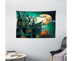 Halloween Haunted Castle Wide Tapestry