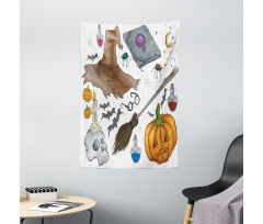 Pumpkin Skull Tapestry