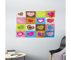 Love Heart Patchwork Wide Tapestry