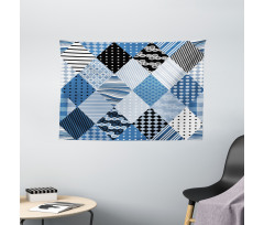 Diamond Shaped Patchworks Wide Tapestry