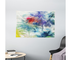 Watercolor Palm Retro Wide Tapestry