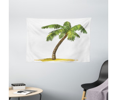 Cartoon Palm Trees Wide Tapestry