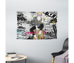 Fashion Girl Grunge Wide Tapestry