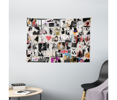 Collage Fashion Modern Wide Tapestry