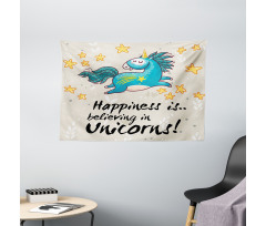 Words Happiness Kids Wide Tapestry