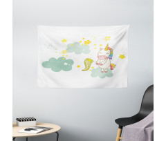 Unicorn Fairies Print Wide Tapestry