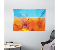 Flowers in Meadow Wide Tapestry