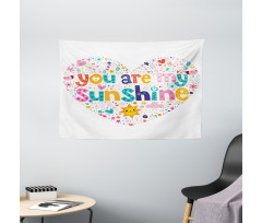 Words with Heart Shapes Wide Tapestry