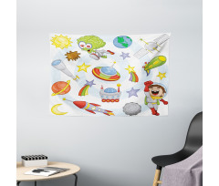 Kids Outer Space Earth Wide Tapestry