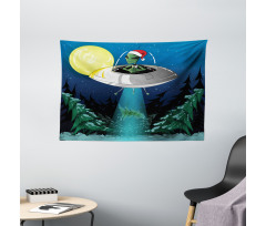 Alien Christmas Art Wide Tapestry