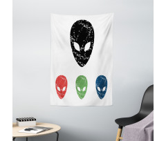 Grunge Alien Heads Art Tapestry