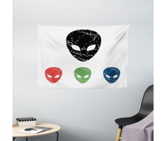 Grunge Alien Heads Art Wide Tapestry