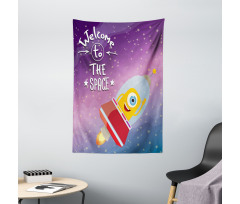 Spaceship Alien Kids Tapestry