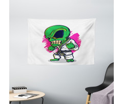 Angry Alien Karate Art Wide Tapestry