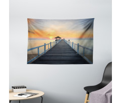 Wood Path on Beach Wide Tapestry