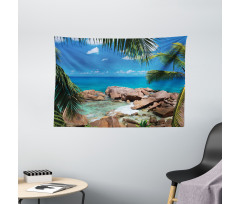 Palm Tree Coastline Wide Tapestry