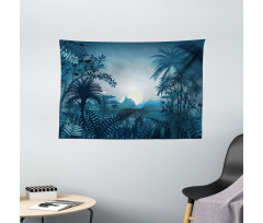 Tiger in Hazy Rainforest Wide Tapestry