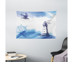 Handdrawn Art Anchor Wide Tapestry