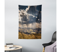 Fluffy Clouds Mountains Tapestry