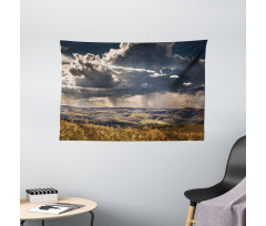 Fluffy Clouds Mountains Wide Tapestry