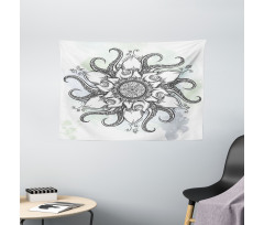 Drawn Mandala Flower Wide Tapestry