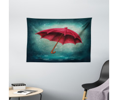 Retro Autumn Umbrella Wide Tapestry