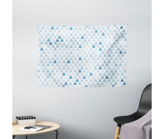 Raindrops White Navy Wide Tapestry