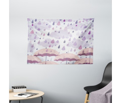 Pink Umbrellas Rain Wide Tapestry